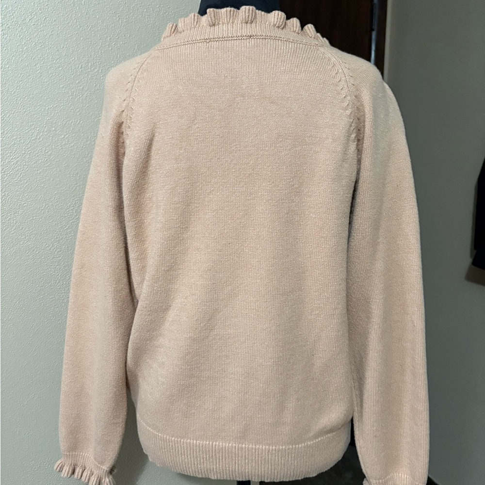 Women's Ruffled Button Sweater - Cream - Picture 2 of 3